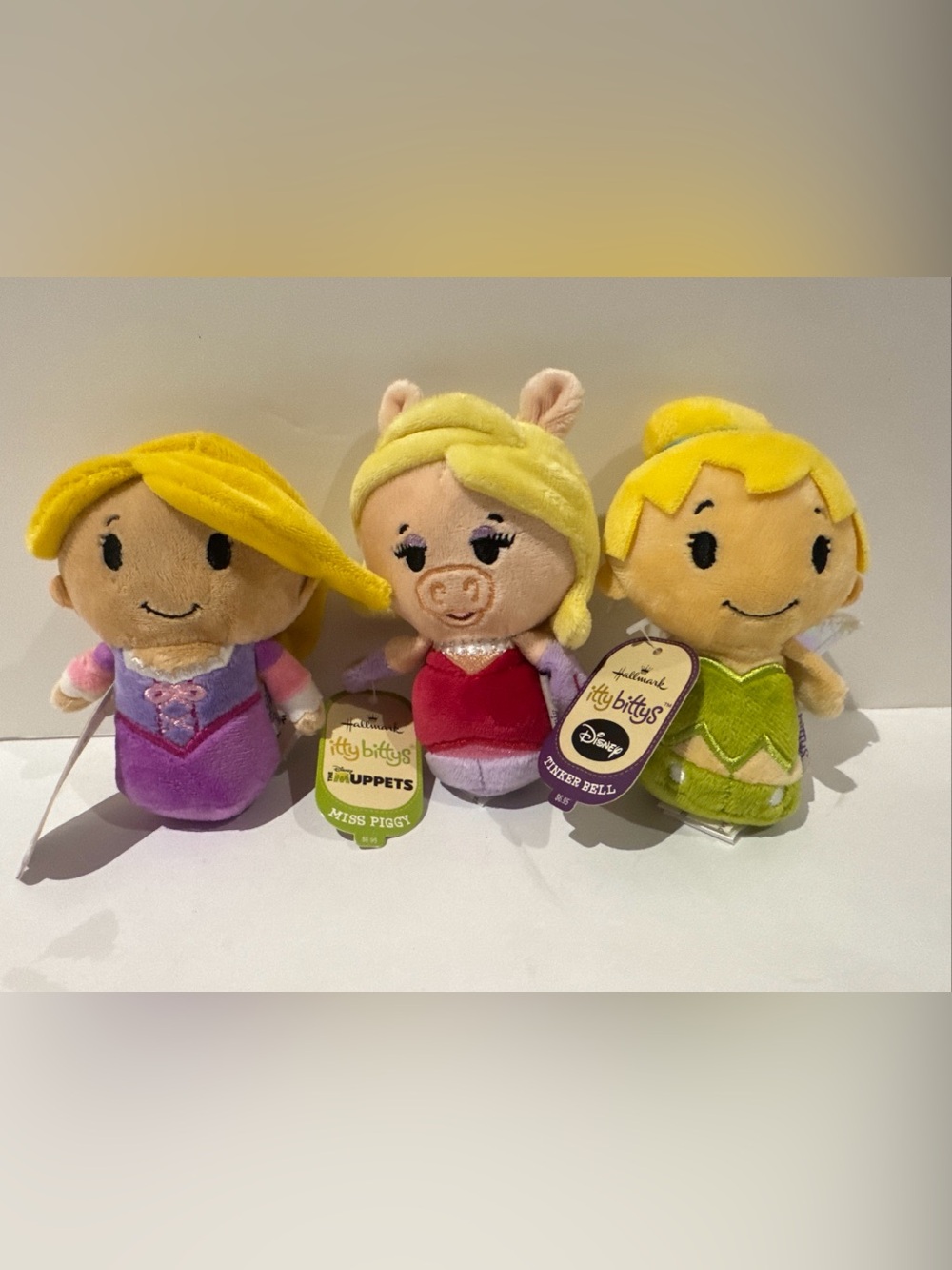 Hallmark Itty Bittys Stuffed Toys Rapunzel Miss Piggy Tinker bell Disney Dolls